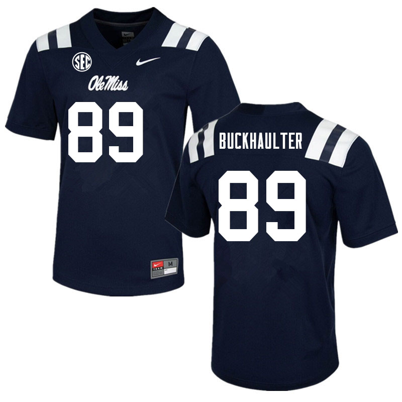 Men #89 Brandon Buckhaulter Ole Miss Rebels College Football Jerseys Sale-Navy